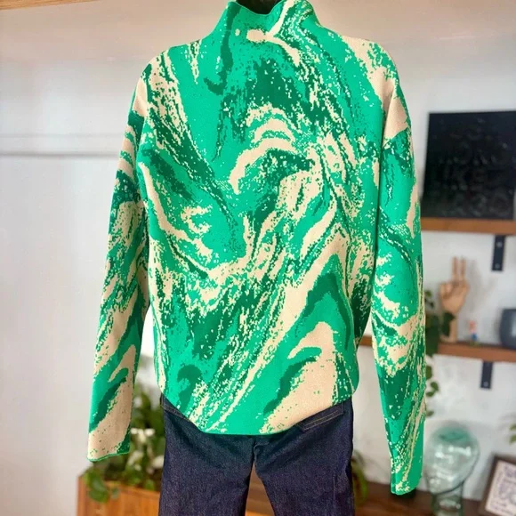 Christian Siriano New York – Marbled Green Sweater – Size M - Picture 6 of 9
